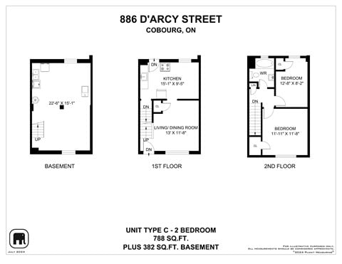 Floor plan for 2 beds, 1 bath, 900 sqft
